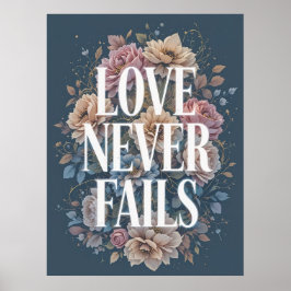 Kärlek Misslyckas aldrig inspirationell Blommigt A Poster