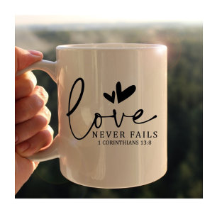 Kärlek misslyckas aldrig korintianer 13:8 Christia Kaffemugg