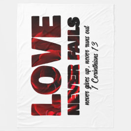 KÄRLEK MISSLYCKAS ALDRIG kristna Valentineser Fleecefilt