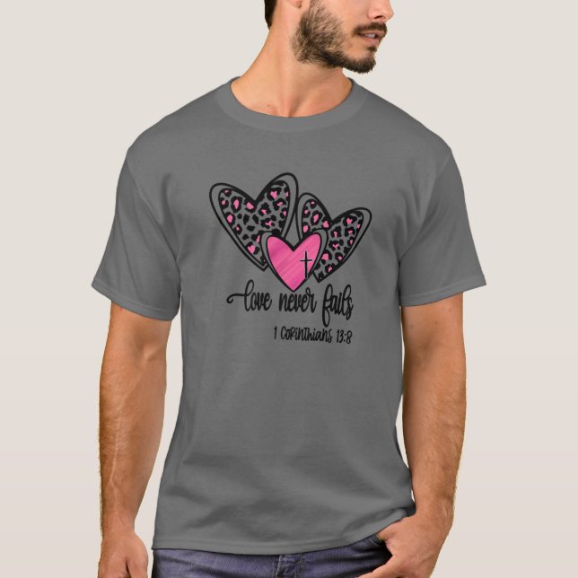 Kärlek Misslyckas aldrig Leopard Heart Kärlek Reli T Shirt (Framsida)