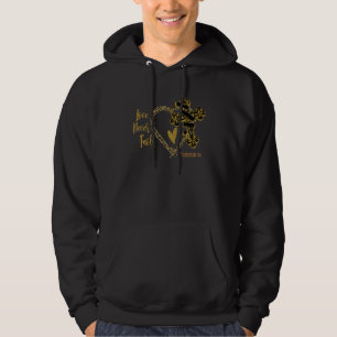 Kärlek Misslyckas Aldrig Leopardkors Jesus Kristna Hoodie
