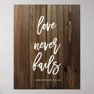 Kärlek misslyckas aldrig på affischen för Fauxträ Poster