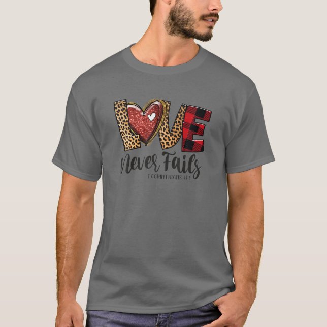 Kärlek Misslyckas aldrig Rainbow Leopard Christian T Shirt (Framsida)
