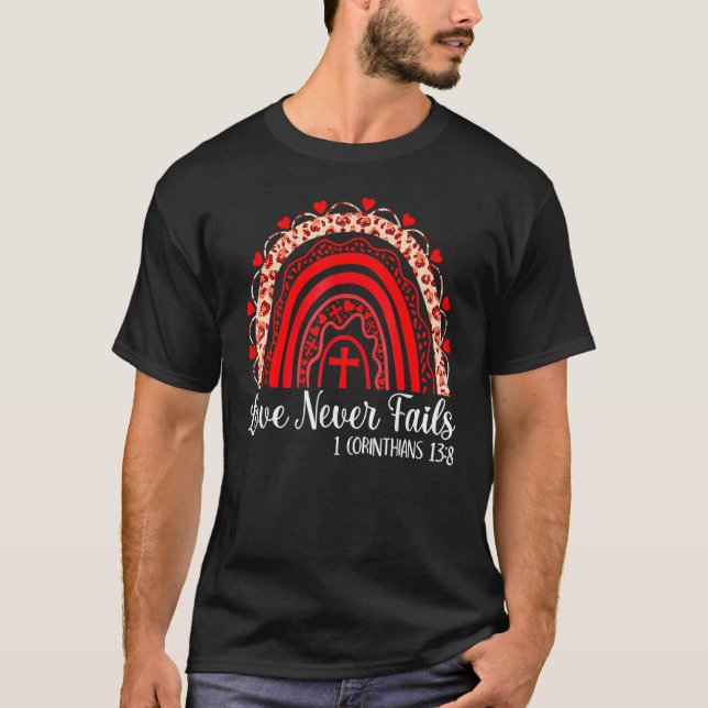Kärlek Misslyckas aldrig Rainbow Leopard Valentine T Shirt (Framsida)
