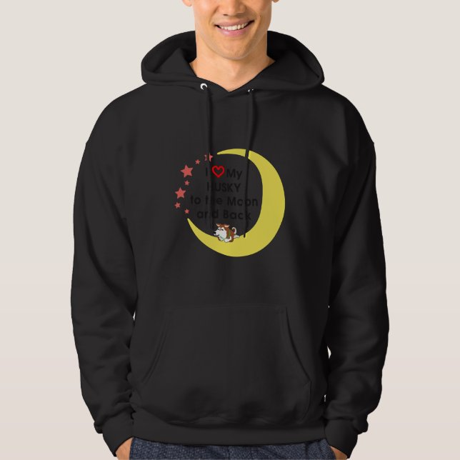 Kärlek mitt husky till Måne och tillbaka Hoodie (Framsida)