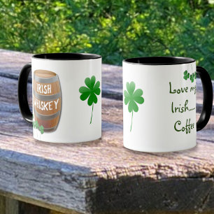 Kärlek mitt irländska kaffe Whiskey Barrel Shamroc Mugg