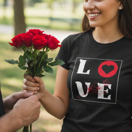 Kärlek Modern Botanisk Röd Hjärt Minimalistisk Gra T Shirt