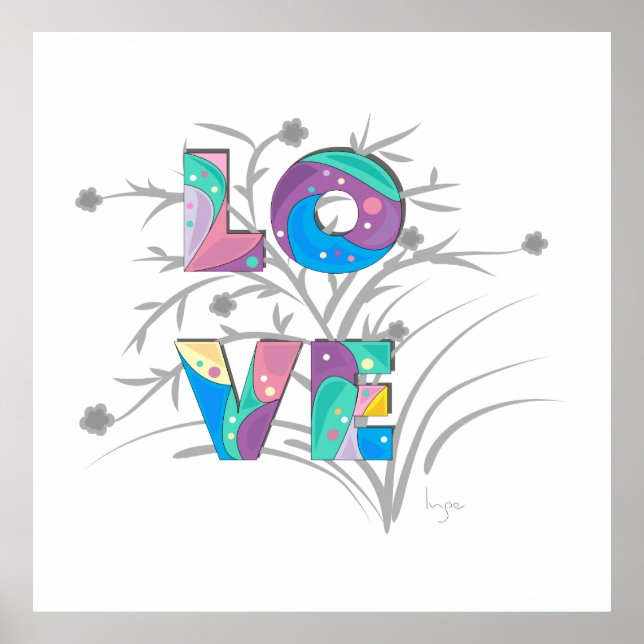 KÄRLEK Modern Coola Typografi Grafik Poster Skriv  (Framsidan)