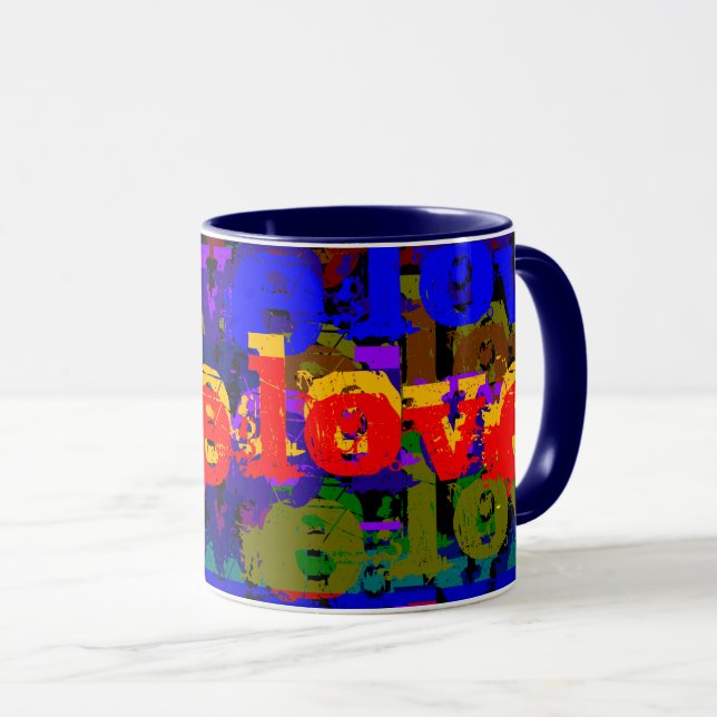 Kärlek Modern Färgrik Urban Textkonst Mugg (Framsida höger)