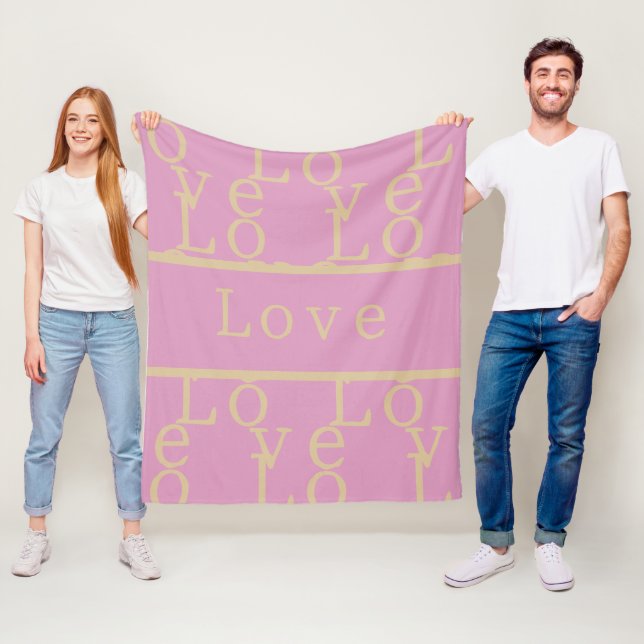 Kärlek | Modern Rosa Typografi Fleecefilt (På plats)