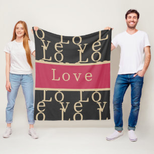 Kärlek Modern Shock rosa Black Guld Typografi Fleecefilt