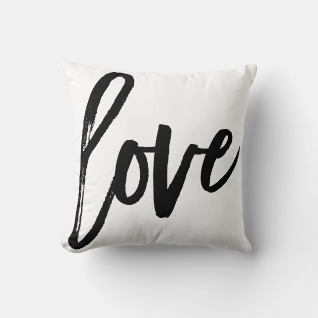 Kärlek Modern Trendig Skript Typografi Svart Kudde (Framsida)