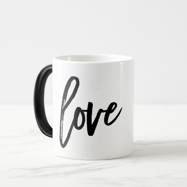 Kärlek Modern Trendig Skript Typografi Svart Magisk Mugg (Framsida vänster)