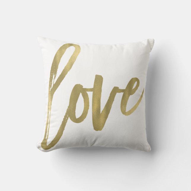 Kärlek Modern Trendig Skript Typografi Typ Guld Kudde (Framsida)