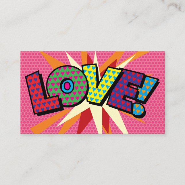 KÄRLEK Modern Typografisk Girly Rosa Rolig Visitkort (Framsida)