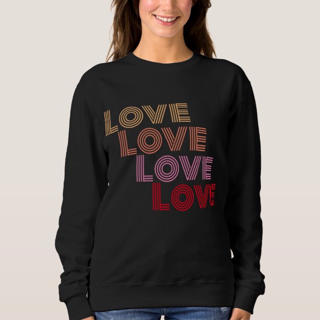 Kärlek Modern Typography Black T Shirt (Framsida)