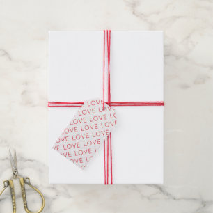 KÄRLEK Modern Typography Red Hett Valentine Roligt Presentetikett