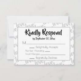 Kärlek Modernt skriftsnitt Typografi RSVP OSA Kort