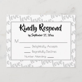 Kärlek Modernt skript typografi RSVP Inbjudan Vykort