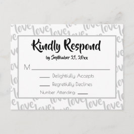 Kärlek Modernt skript typografi RSVP Inbjudan Vykort