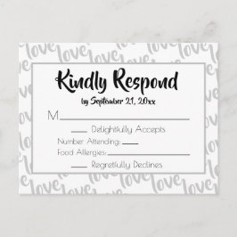 Kärlek Modernt skript typografi RSVP Inbjudan Vykort
