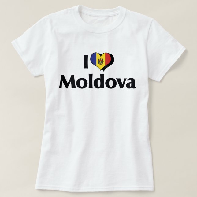 Kärlek Moldavien Flagga Tee Shirt (Design framsida)
