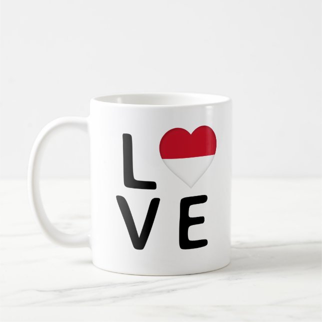 Kärlek - Monaco Flagga Kaffemugg (Vänster)