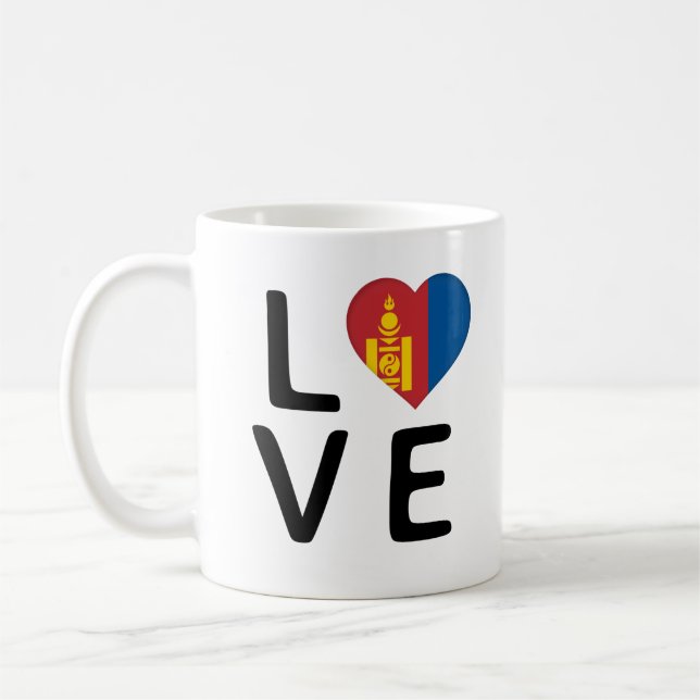 Kärlek - Mongoliet Flagga Kaffemugg (Vänster)