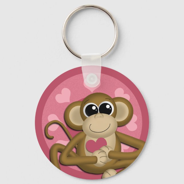 Kärlek Monkey: Keychain Nyckelring (Framsida)