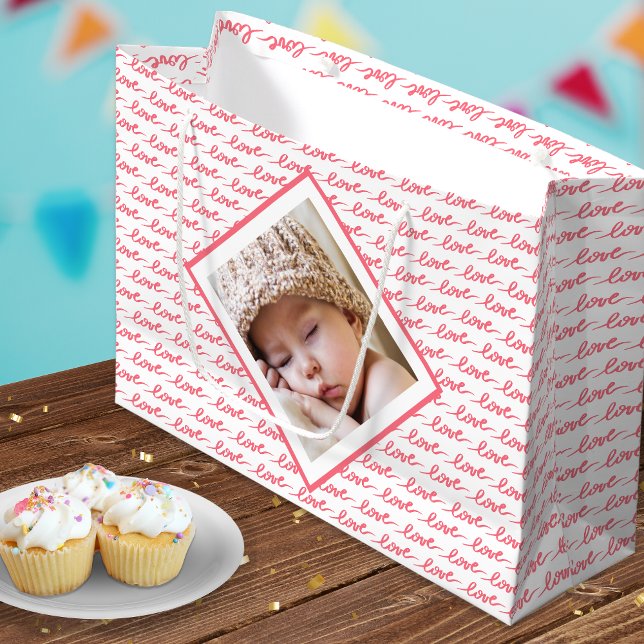 Kärlek Mönster med två foton Rosa Alla hjärtans da (Skapare uppladdad)