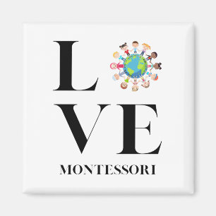 Kärlek Montessori Kids Värld runt Magnet