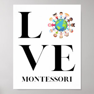 Kärlek Montessori Kids Värld runt Poster