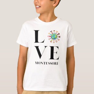 Kärlek Montessori Kids Värld runt T Shirt