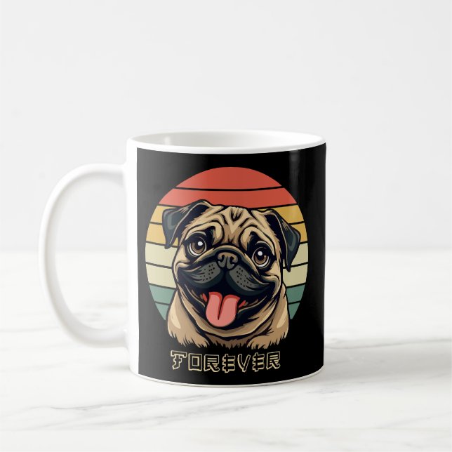 Kärlek Mops För Evigt � Sött Mops Älskar Design Kaffemugg (Vänster)