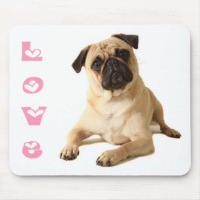 Kärlek Mops Valp Hund Musmatta (Framsidan)