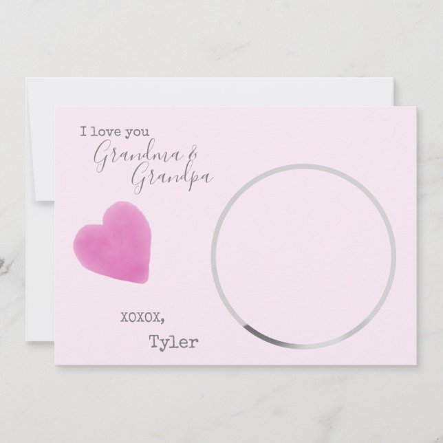 Kärlek morföräldrar Foto Rosa Heart Valentines Julkort (Framsida)