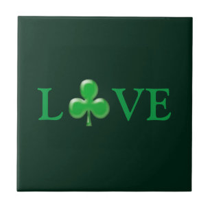 Kärlek mörk grönt Shamrock St. Patrick's Day Kakelplatta