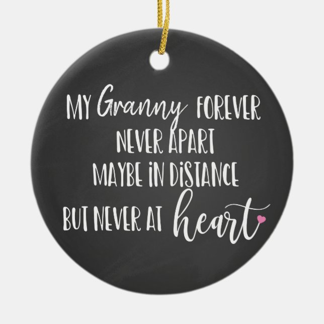 kärlek mormor avstånd aldrig bort länge julgransprydnad keramik (Framsidan)