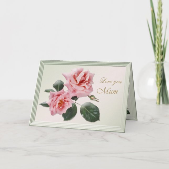 Kärlek, Morsa-kort med rosa ros Kort (Framsida)