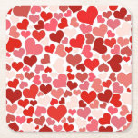 Kärlek Mosaic Underlägg Papper Kvadrat<br><div class="desc">Röd och rosa mönster.</div>