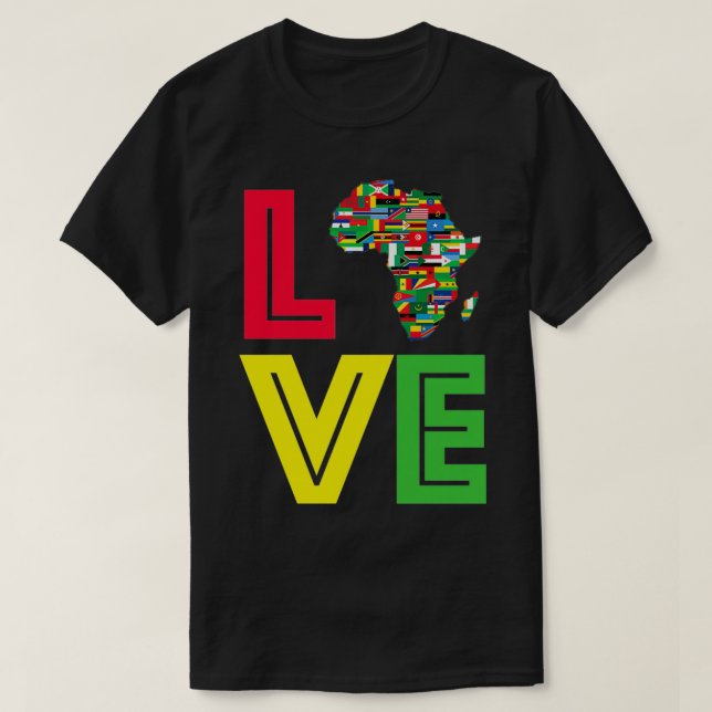 Kärlek Motherland Afrika Karta T Shirt (Design framsida)