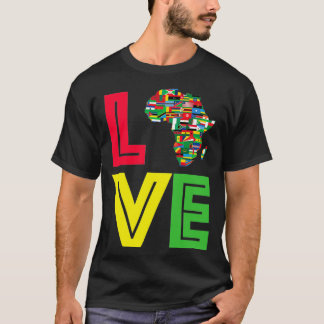 Kärlek Motherland Afrika Karta T Shirt