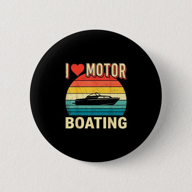 Kärlek motorbåt båt kapten ponton sjö knapp (Framsida)