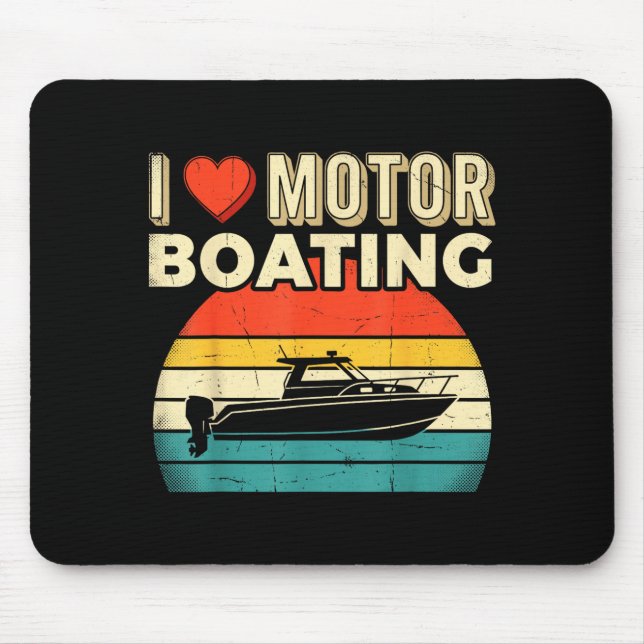 Kärlek motorbåt båt kapten ponton sjö musmatta (Framsidan)