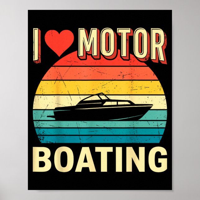 Kärlek motorbåt båt kapten ponton sjö poster (Framsidan)