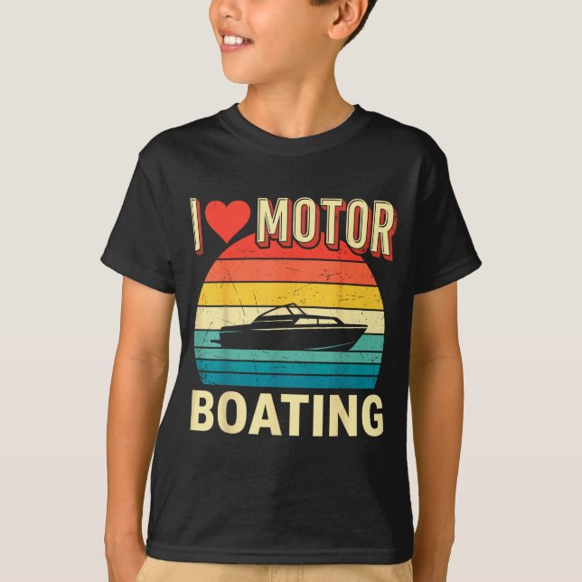 Kärlek motorbåt båt kapten ponton sjö t shirt (Framsida)
