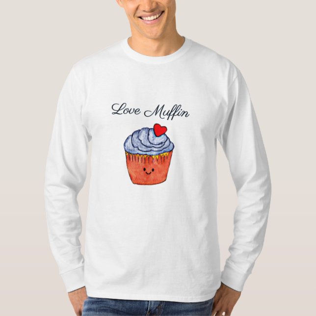 Kärlek Muffin Blue T-shirt (Framsida)