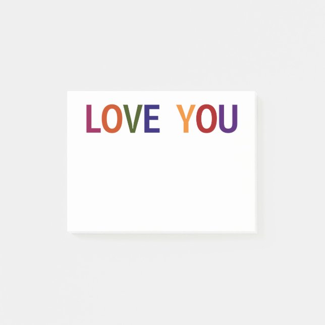 Kärlek Multifärgade 4 x 3 Post-it Block (Framsida)