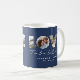 Kärlek multifotomodern minimal blå elegant kaffemugg