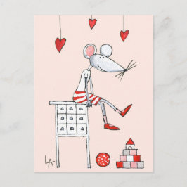 Kärlek mus med hjärdar vykort